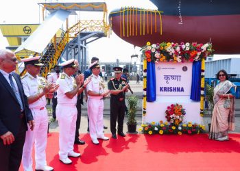 First Cadet Training Ship - Krishna launched at L&T Company, Kattupalli, Chennai
