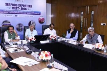Union Minister Shri Rajiv Ranjan Singh presided over the 2026 meeting of seafood exporters in New Delhi.