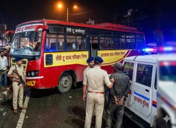 Late night, three criminals riding a bike suddenly opened fire on a passenger bus named Jeevan Jyoti.