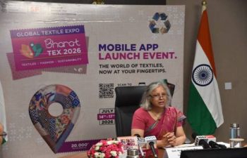 Ms. Neelam Shami Rao, Secretary, Ministry of Textiles, launched the Bharat Tex 2026 mobile app.