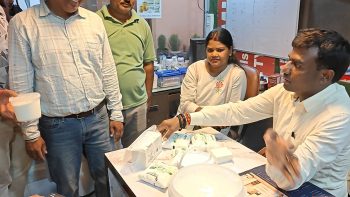 Ranchi DC, Mr. Manjunath Bhajantri, inspects units receiving hand-holding support under the PMFME scheme, facilitated by the Chief Minister's Small and Cottage Industries Development Board.