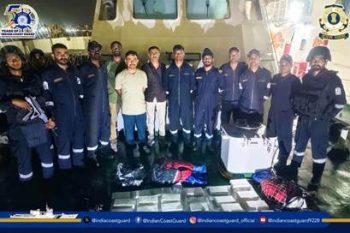 The Indian Coast Guard conducted an anti-smuggling operation off the coast of Mundra, Gujarat.