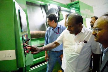 Union Minister H.D. Kumaraswamy expanded the global acceptance of Hindustan Machine Tools (HMT) by flagging off an export machine bound for South Afri