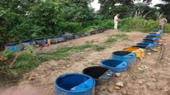 Excise Department raids Chutia in Ranchi; 62 litres of illicit Mahua liquor seized, three arrested.